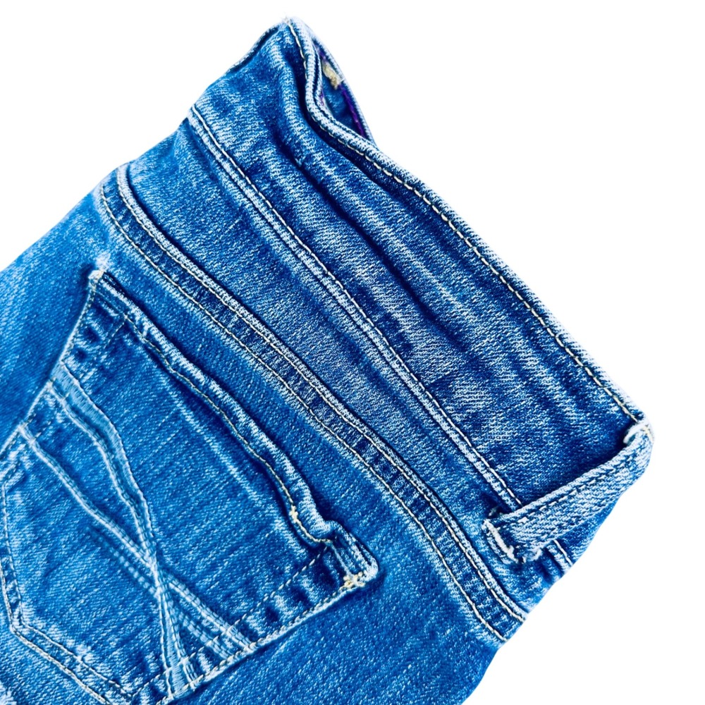 Aeropostale Low-Rise Denim Shorts Women's 1/2 Blue Cutoff Eyelet Lace Pocket Y2K